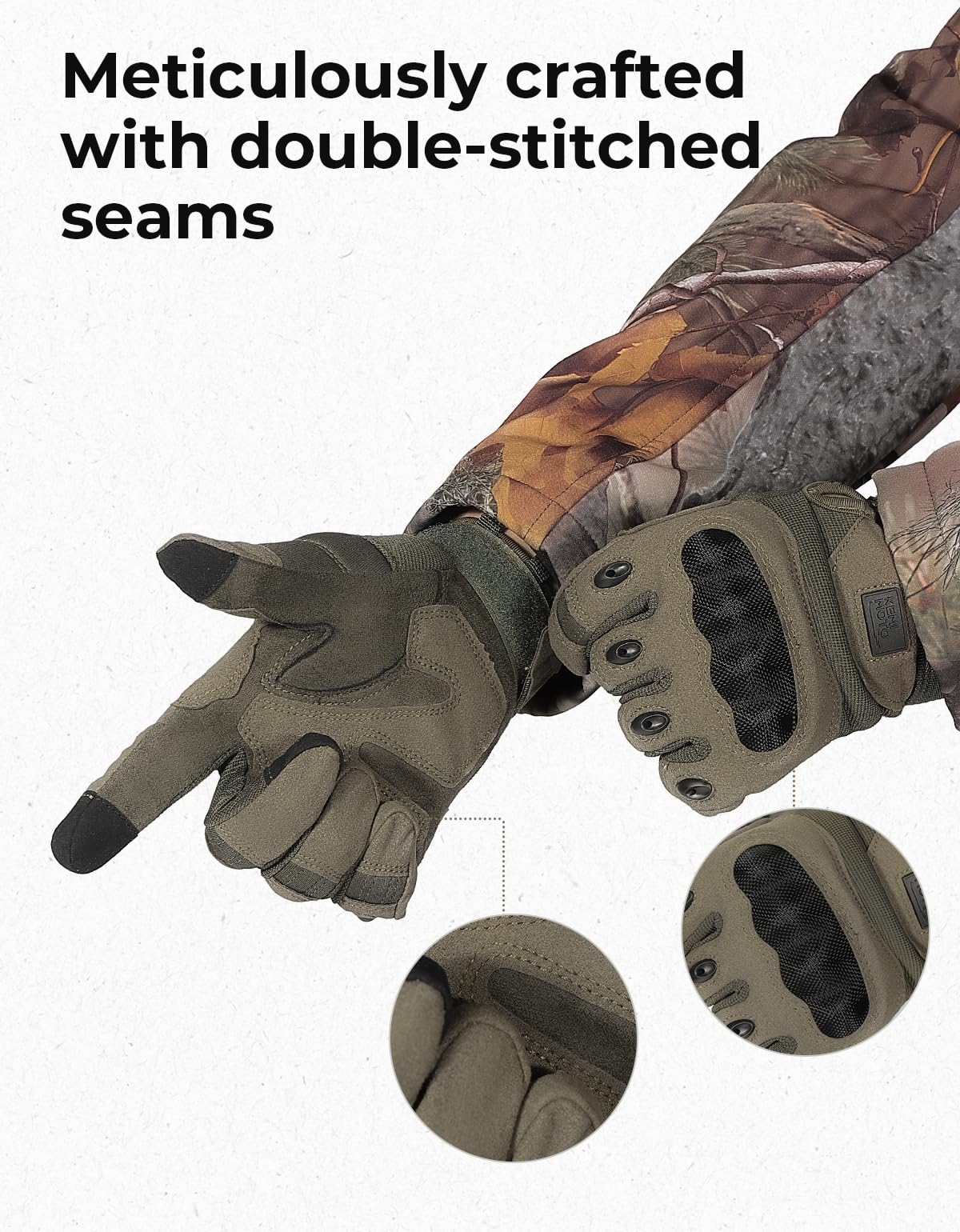 KEMIMOTO Tactical Gloves for Men, Touchscreen Motorcycle Gloves with Hard Shell & Palm Padding for Sports Motorcycle Cycling Tactical Airsoft Paintball Hunting Hiking Camping Climbing (Green,XX-Large)