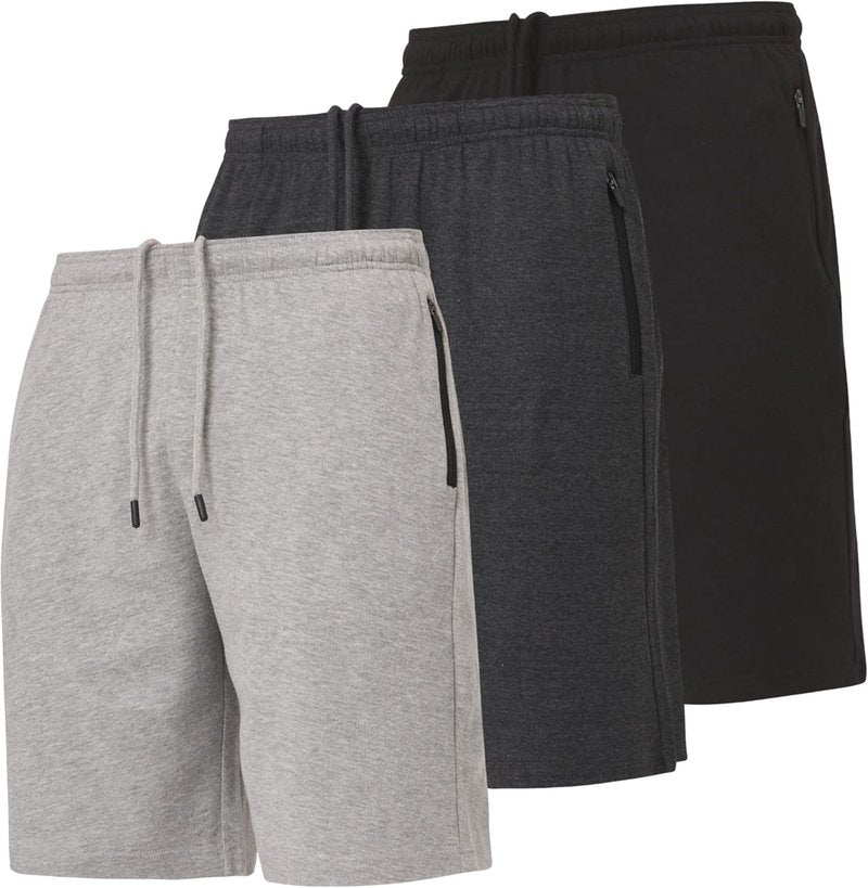Men's Athletic Workout Shorts - Ultra Performance 3-Pack with Zipper Pockets | Small - 5X