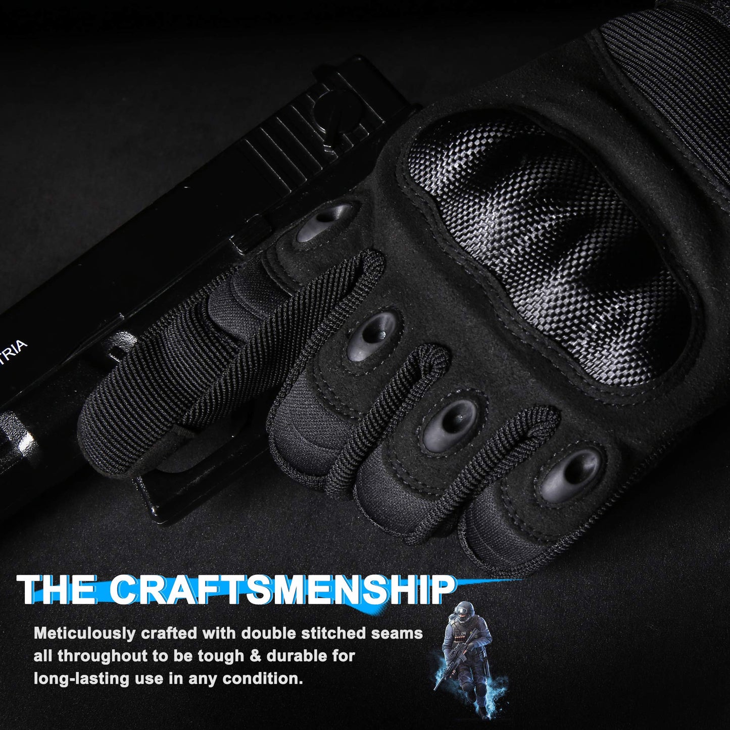 WTACTFUL Touchscreen Motorcycle Tactical Gloves for Men for Airsoft Paintball Cycling Motorbike MTB Bike ATV Hunting Hiking Riding Work Outdoor Sport Work Gloves Black Small
