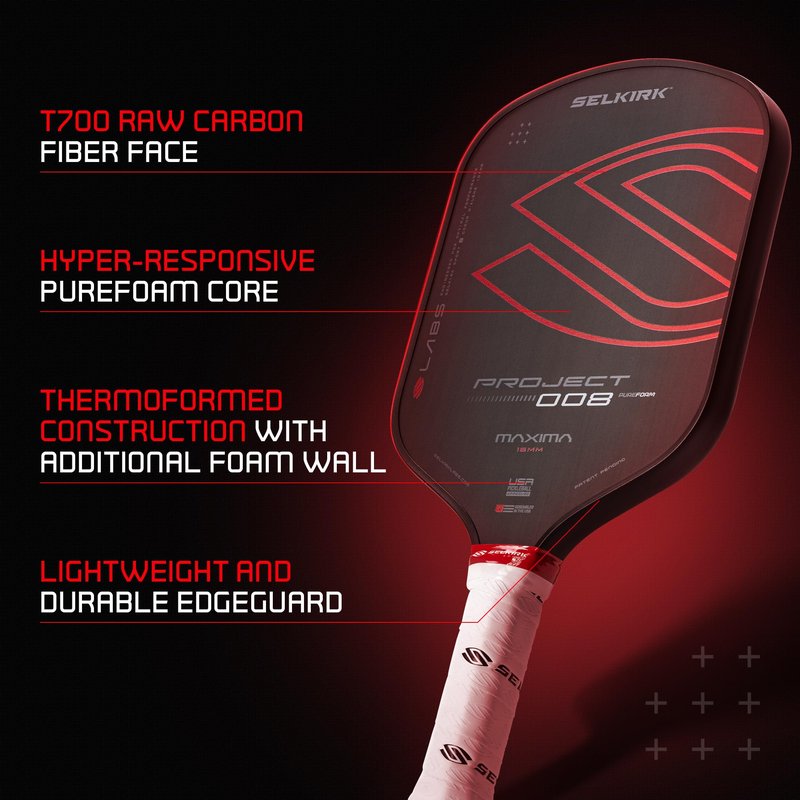 Selkirk Sport Labs Project 008 Pickleball Paddle | Carbon Fiber Pickleball Paddles with PureFoam Core and Thermoformed Foam Wall | Built for Long-Lasting Performance and Precision | 16mm - Maxima
