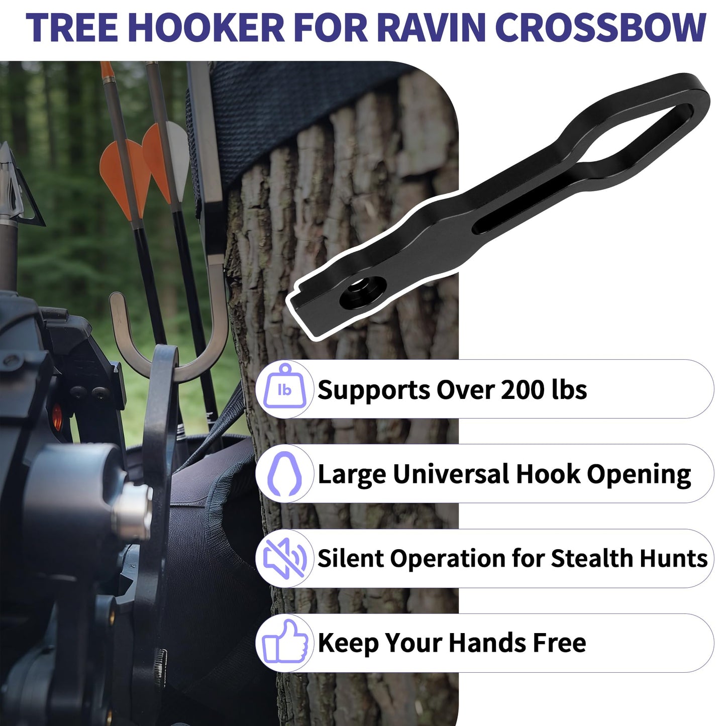 Dinlon Saddle Quiver Holder Crossbow Hanger, Tree Hooker Compatible with All Ravin Crossbows Models(Except R18), Crossbow Holder for Tree Stand Fit for Ravin Accessories, Hunting Crossbow Accessories