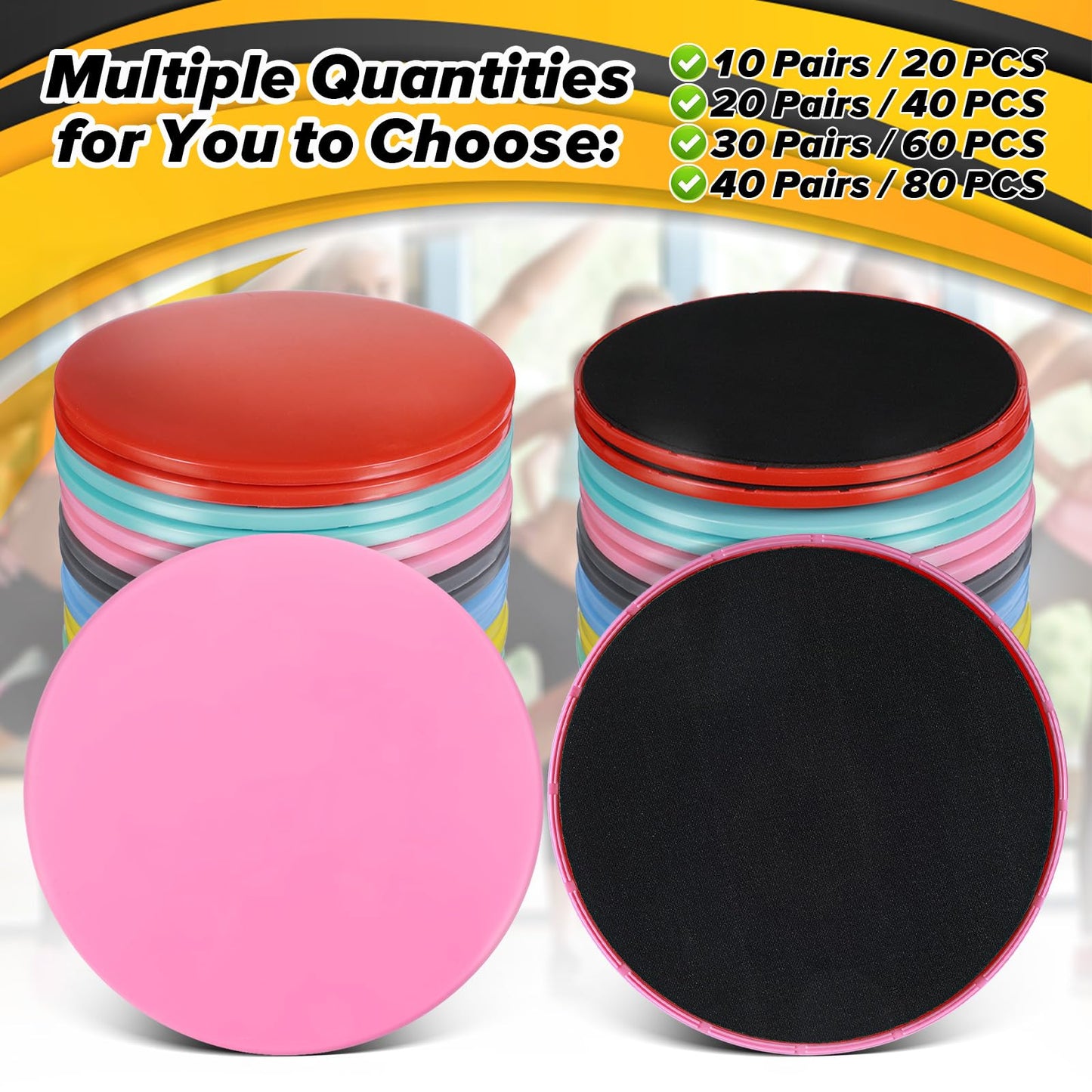 Lemecima 20 pcs Core Sliders Bulk Exercise Glider Discs Gifts for Group Training Classes Fitness Slider Workout Dual Sided AB Pads for HIIT Gym Carpet Hardwood Floor