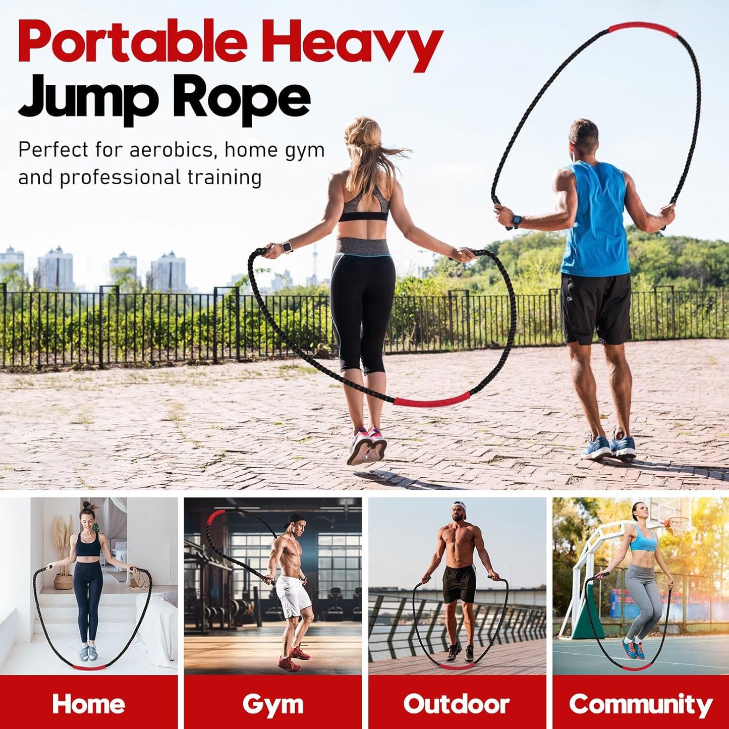 Weighted Jump Rope - Heavy Skipping Rope for Fitness | 3lb, 4lb, 5lb Options for Strength & Muscle Building