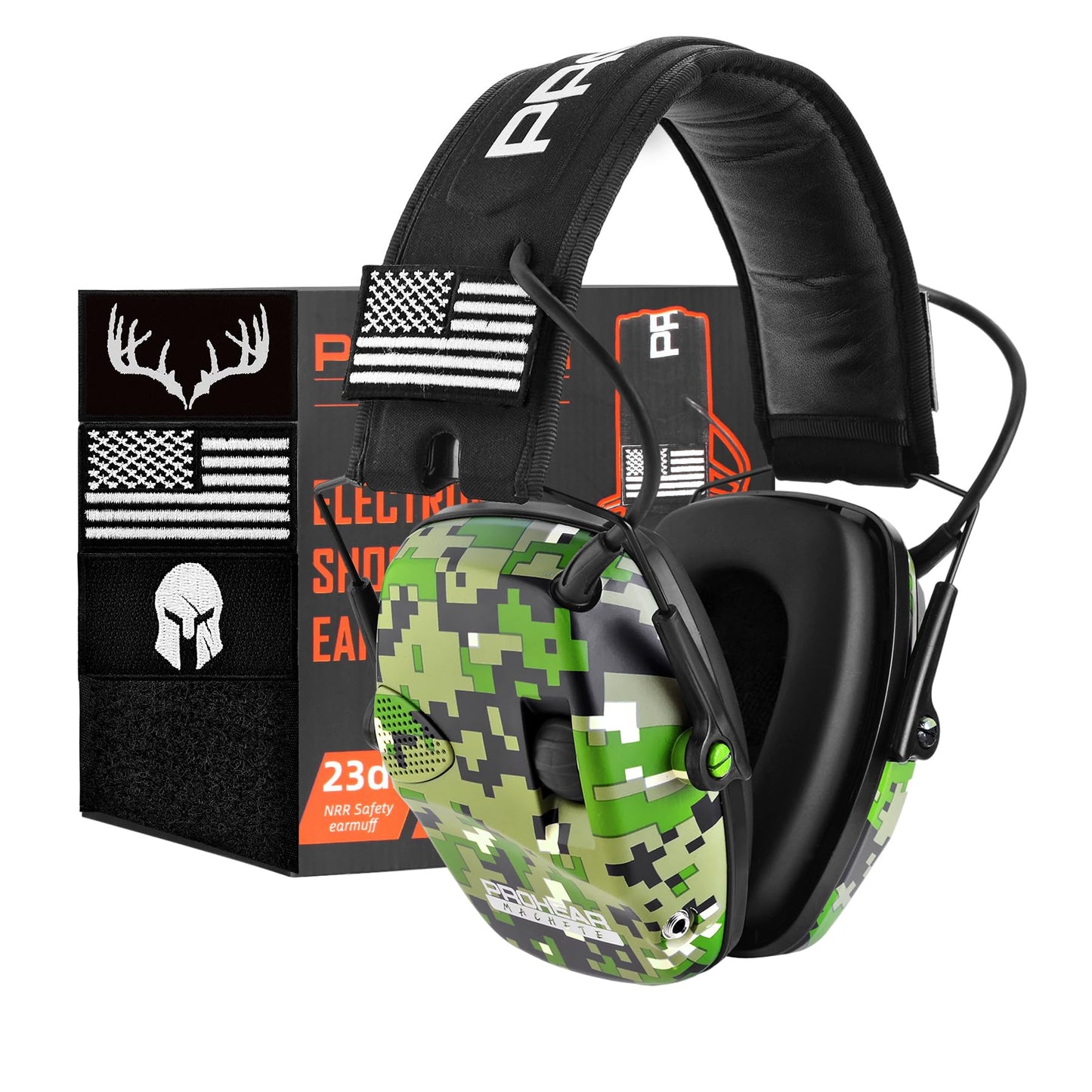 PROHEAR Electronic Ear Protection for Shooting with 4X Sound Amplification, Gun Range Hearing Protection Muffs, NRR 23dB Noise Reduction Headphones for Hunting, Camo