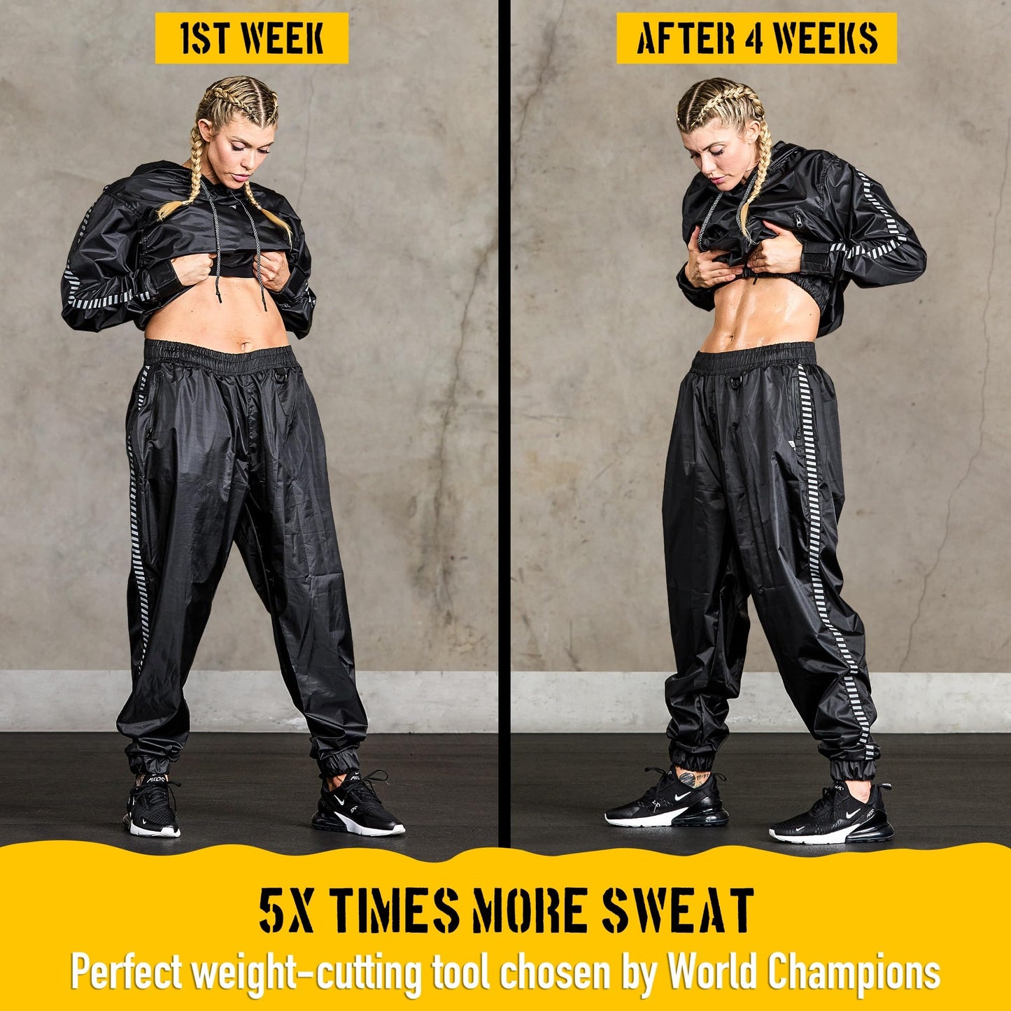 Elite Sports Sauna Suit for Weight Loss Men & Women Boxing MMA Wrestlers Gym Sweat Hoodie Sauna Suits Wrap Full Body Workout (Black, 3X-Large)