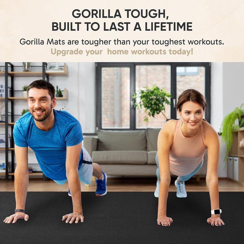 Large Exercise Mat - Ultra Durable Non-Slip Home Gym Flooring | 6'x4', 7'x4', 7'x5', 8'x4', 10'x4' (1/4" Thick)