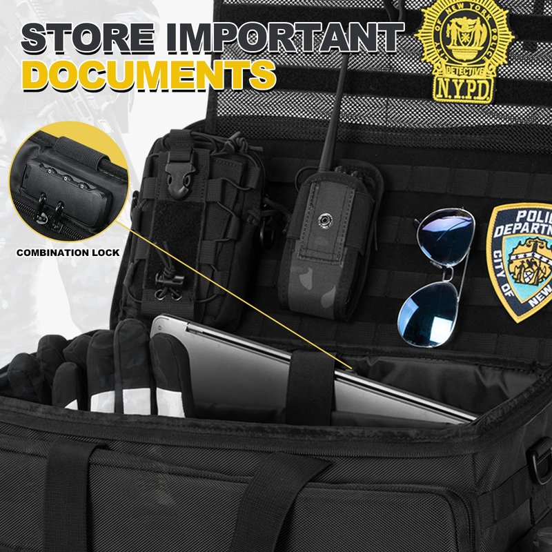 rubertyle Car Front Seat Organizer | Patrol Bag | large police duty Bag | 45L size 17" laptop compatible | Military Duffle for patrol, Gym, Camping, Hunting, Range | DIY space