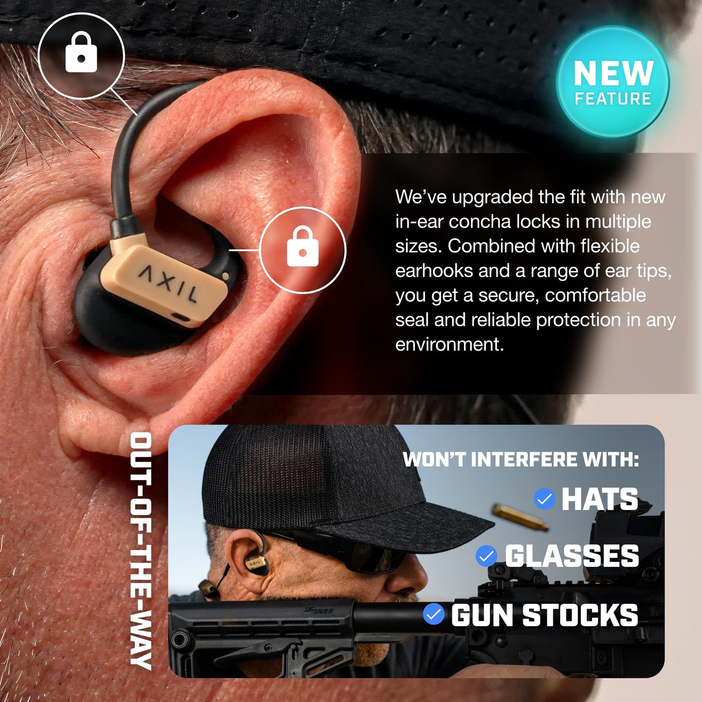 AXIL GS Extreme 3.0 Shooting Ear Protection Earbuds, Desert Tan
