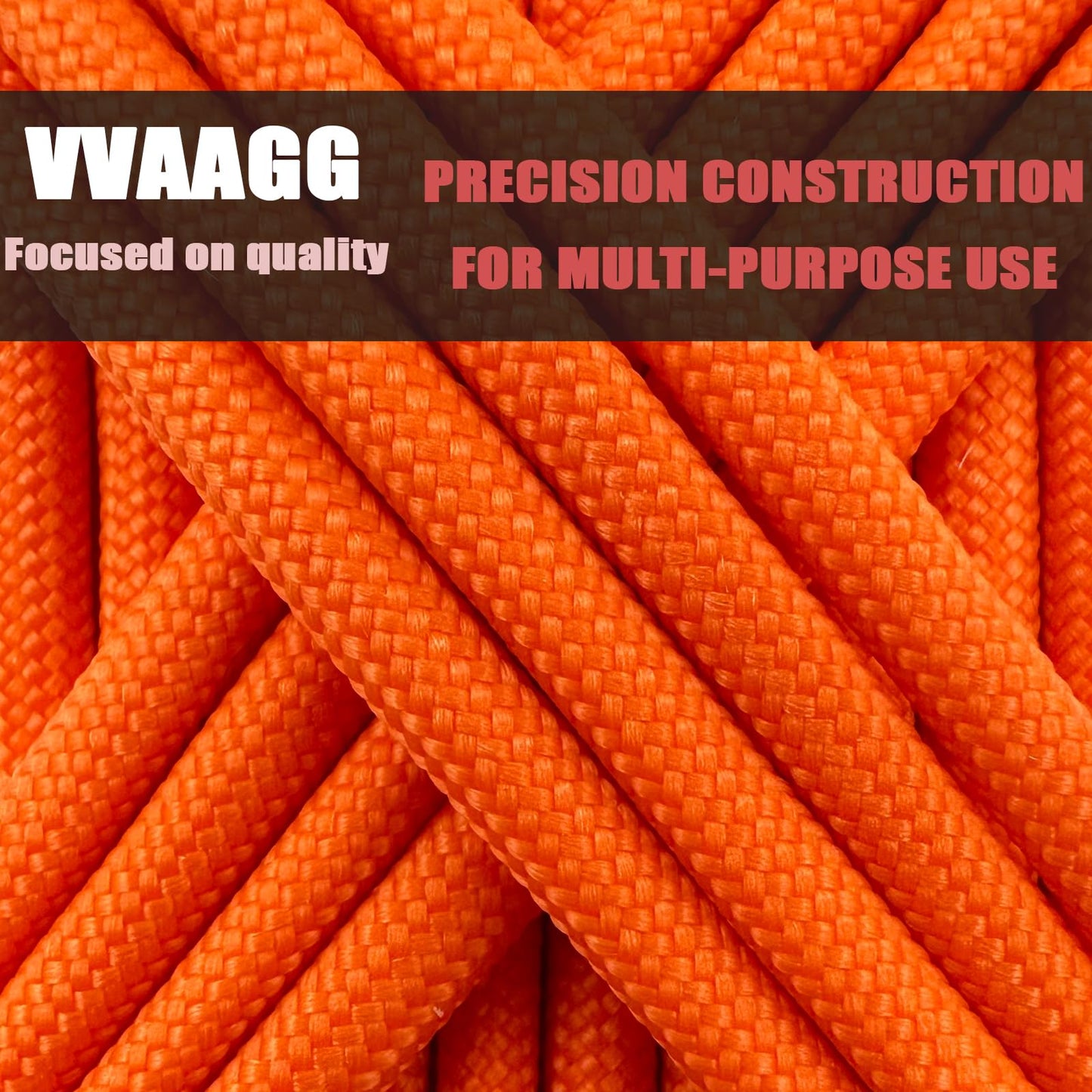 VVAAGG 550 Paracord 100FT - 4mm Lightweight and Durable Camping Rope, Tent Rope, Clothsline Rope, Marine Weatherproof Rope, Nylon Parachute Cord Rope (Orange)