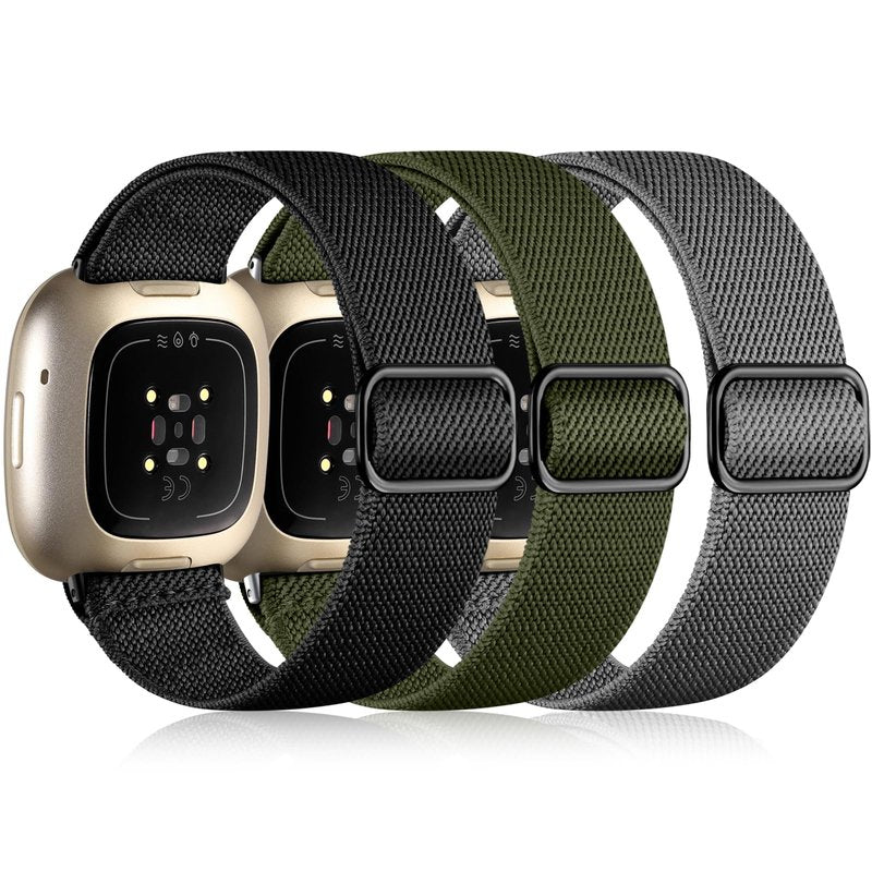 Maledan Elastic Band Compatible for Fitbit Versa 4/ Sense 2/ Versa 3/ Fitbit Sense Bands Men and Women, Adjustable Stretchy Wristband for Fitbit Versa 3 Watch and Fitbit Sense Smartwatch Accesories