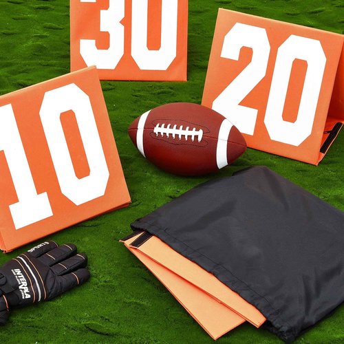 Liliful Set of 11 Football Yard Markers High Visibility Football Field Yard Line Markers 12.5 Inch Portable Weighted Yardage Marking with Carrying Bag for Sports Game Training