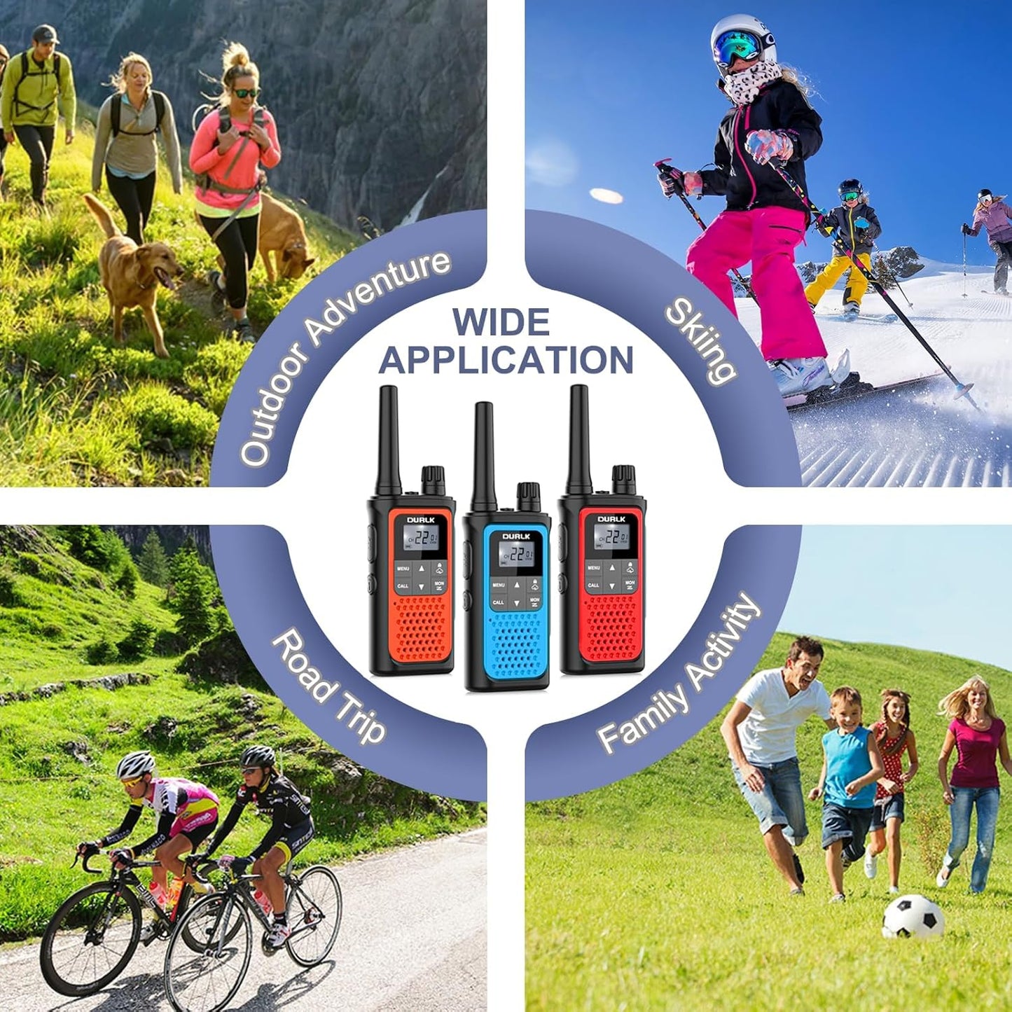 Rechargeable Walkie Talkies - Long Range 3 Pack for Adults | NOAA Weather Alert, 22 FRS Channels, 1800mAh Battery, USB-C Charger