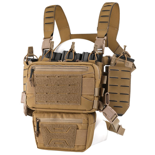 VOTAGOO Chest Rig-Tactical Chest Rig，Molle Modular Micro Fight Chest Rigs Adjustable&Detachable with 5.56/7.62 Magazine Pouch