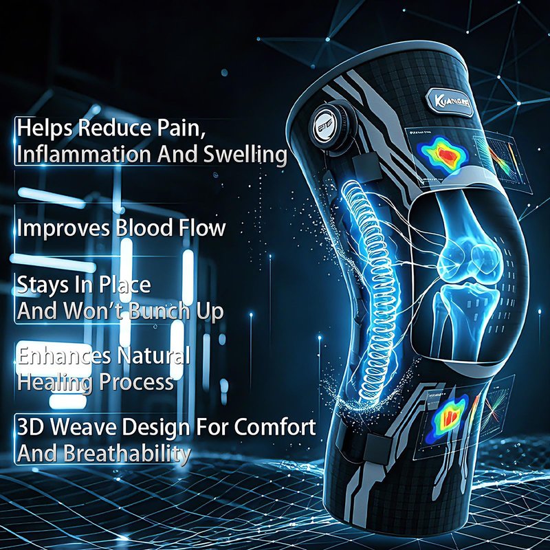 Kuangmi Knob Knee Brace for Pain Relief, Knee Support with Patella Gel Pad & Side Stabilizers, Compression Knee Sleeve for Workout, Arthritis, Joint Pain, Meniscus Tear (Black,Right,Large,Single)