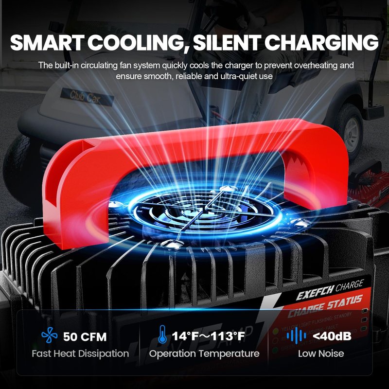 EXEFCH 36 Volt 18 Amp Golf Cart Charger for EZGO TXT with 2-Pin D Style Plug Only for Lead Acid Battery