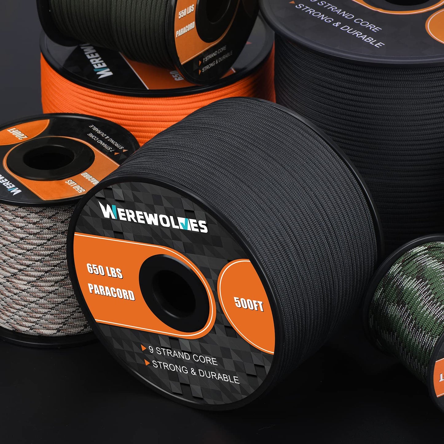 WEREWOLVES 650lb Paracord/Parachute Cord, 9 Strand Paracord Rope