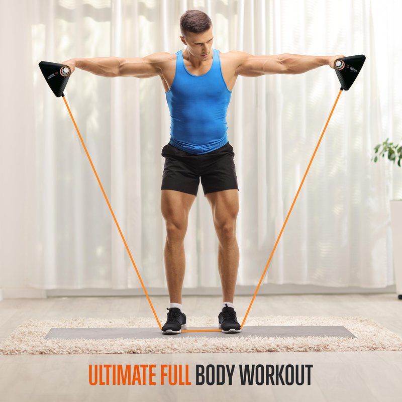 SQUATZ Multi-Function Push Up Rack - Combined with 10lbs and 20lbs Elastic Resistance Bands, Anti Slip Handles, Improves Strength, Power and Cardio, Weight Training, Weight Capacity: 440Lbs