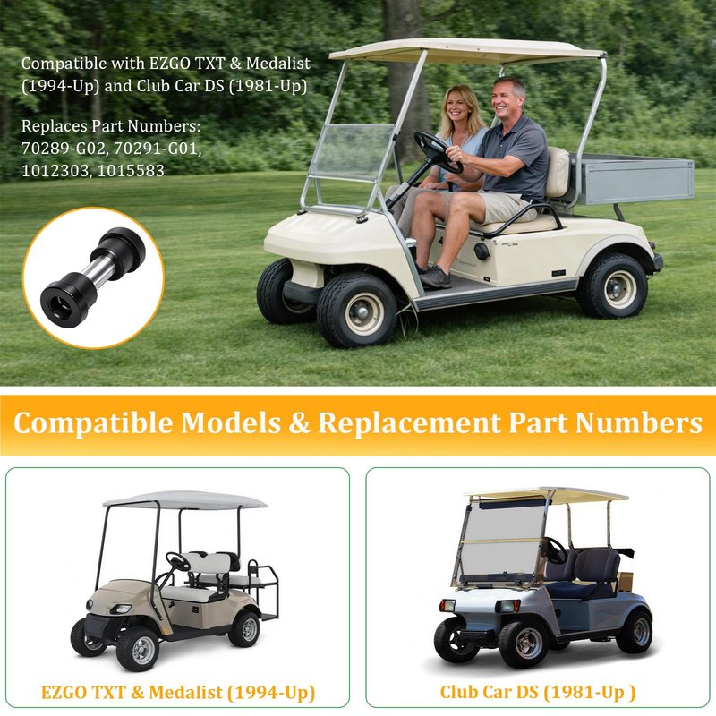 Podoy Golf Cart Leaf Spring Bushings Compatible with EZGO TXT Medalist 1994-Up, Club Car DS 1981-Up, Replace 70289-G02, 70291-G01, 1012303, 1015583 (12pcs Bushings, 6pcs Sleeves)
