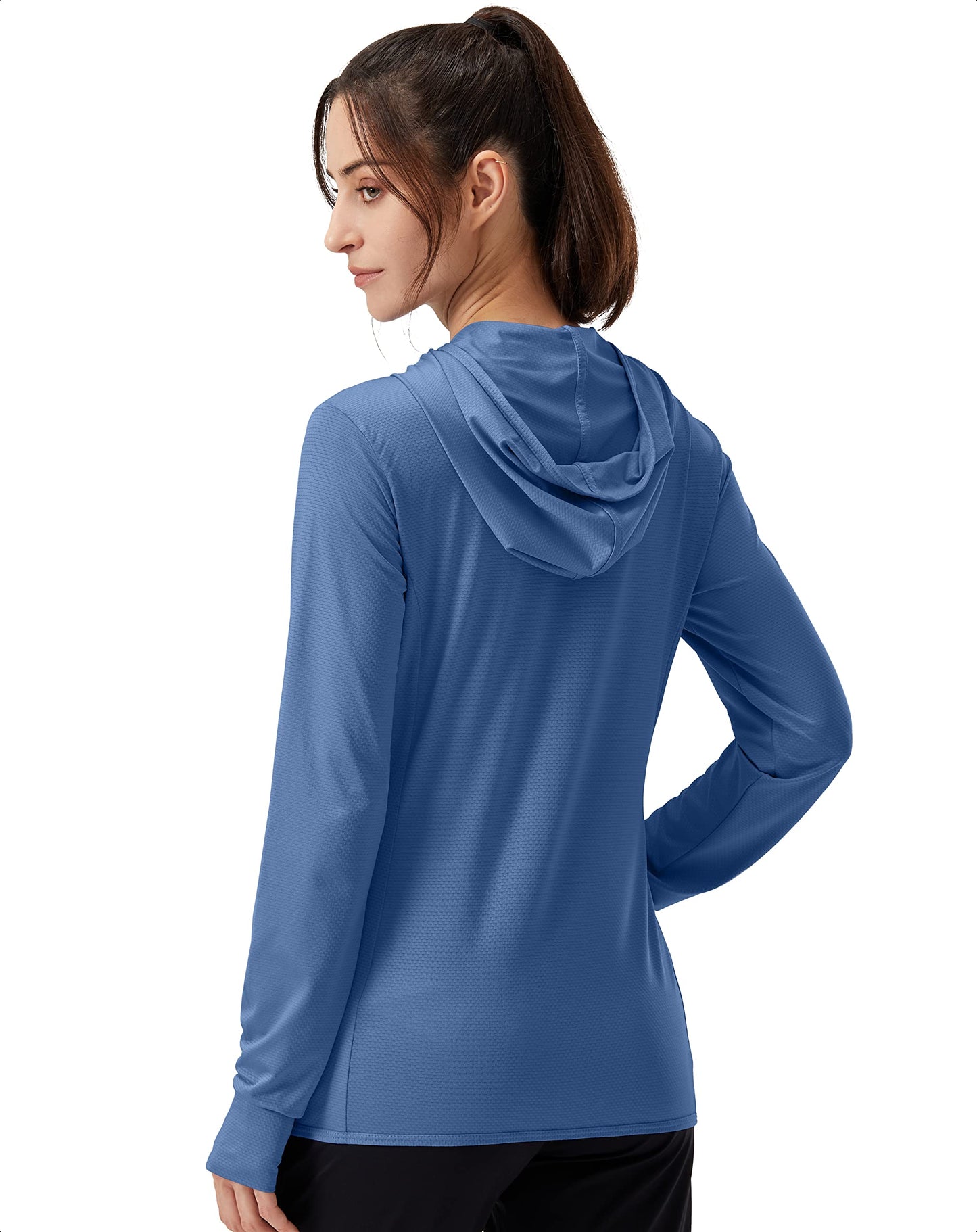 Soothfeel Women's UPF 50+ Sun Protection Hoodie Jacket Lightweight Long Sleeve Sun Shirt for Women with Pocket Hiking Outdoor Dark Blue XL