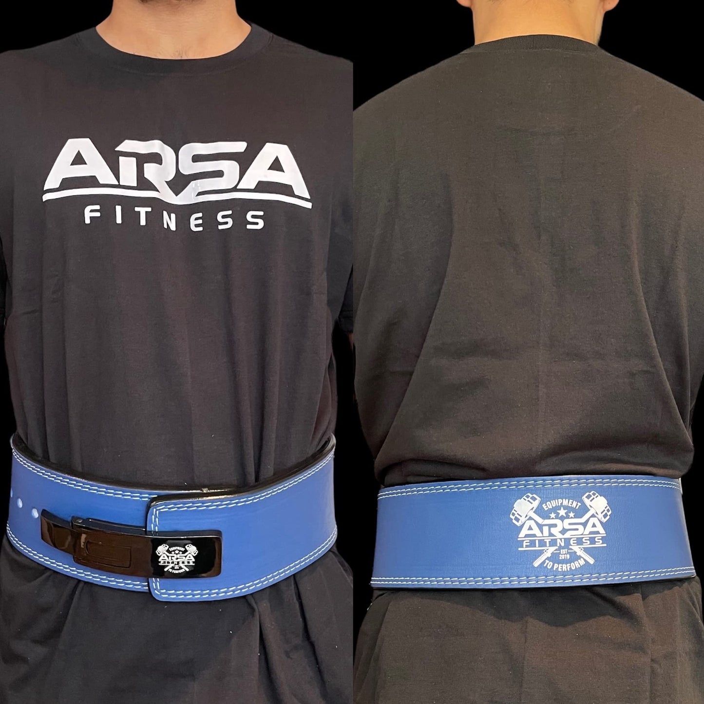 Arsa Fitness Weightlifting Adjustable Lever Belt for Men & Women Real Cow Hide Leather for Powerlifting Back Support Workout Deadlifts Squats 10MM Thickness 4" Width (MEDIUM, AQUA)