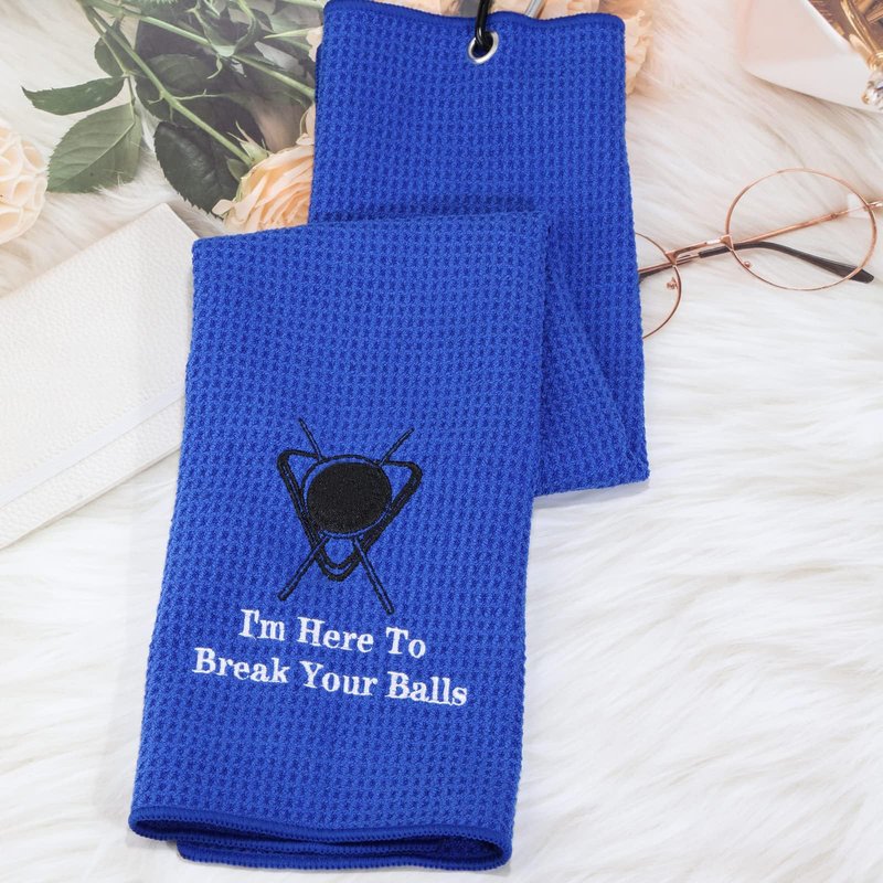 MEIKIUP Billiards Billiard Cue Towel 8-Ball Pool Cue Clean Gift Pool Player Gift Embroidered Billiards Towel I Am Here to Break Your Balls (Break Your Balls)