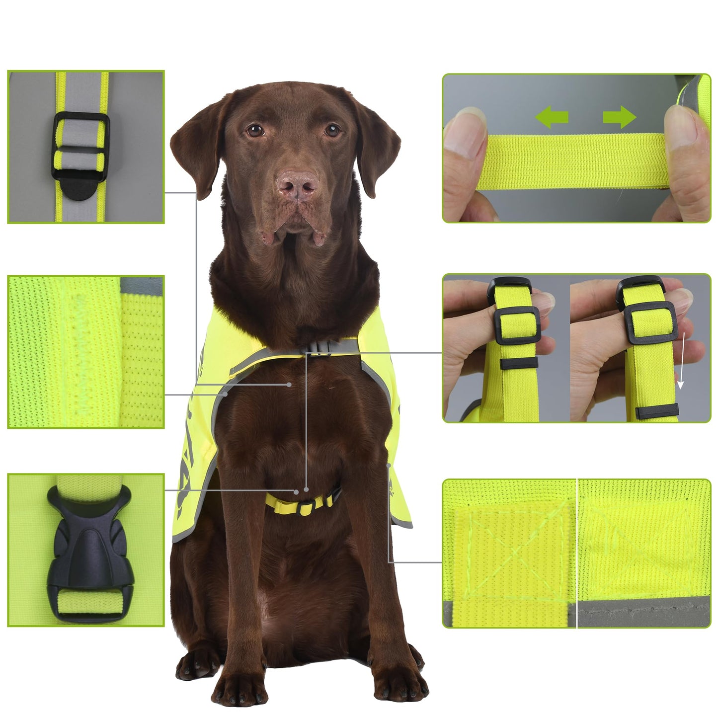 Yellow Reflective Dog Vest for XLarge Breeds, High Visibility Dog Safety Vest Harness with Removable Bell Keep Safe from Hunting, Training & Cars Accidents