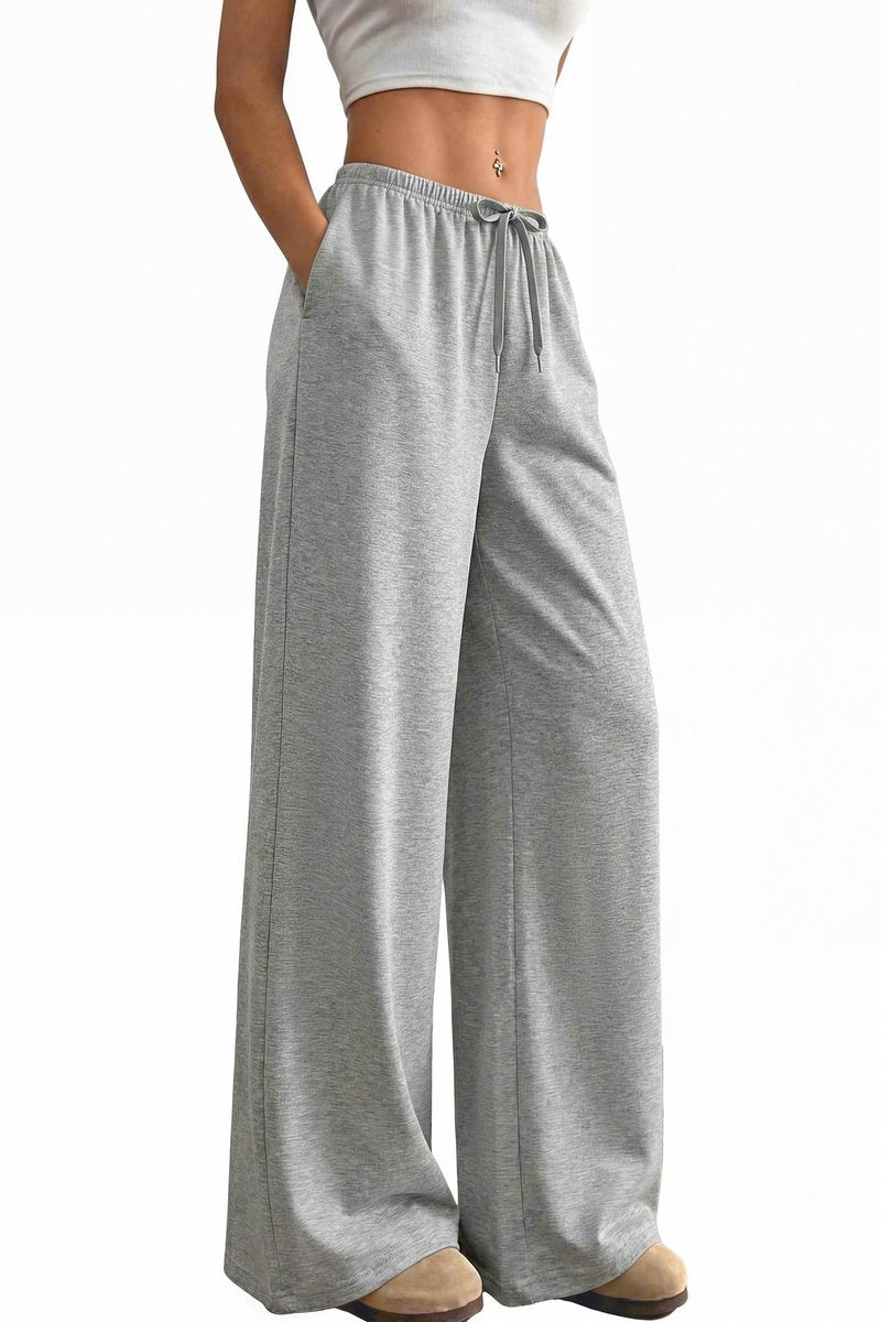 Okiwam Women's Wide Leg Sweatpants Casual Lounge Travel Pants Workout Joggers Fashion Outfits 2026 Summer Clothes-M Grey
