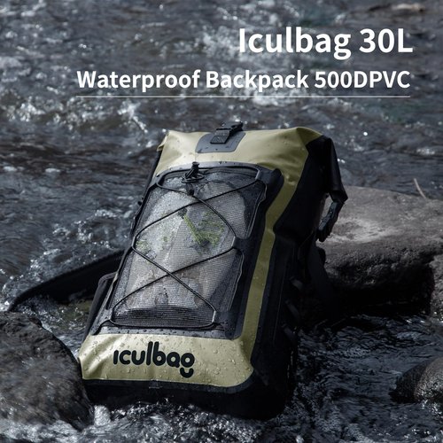 Iculabg Waterproof Bags for Travel Kayaking Boating Beach Camping Large Dry Bags Waterproof Backpack for Women Men Armygreen 30L/40L