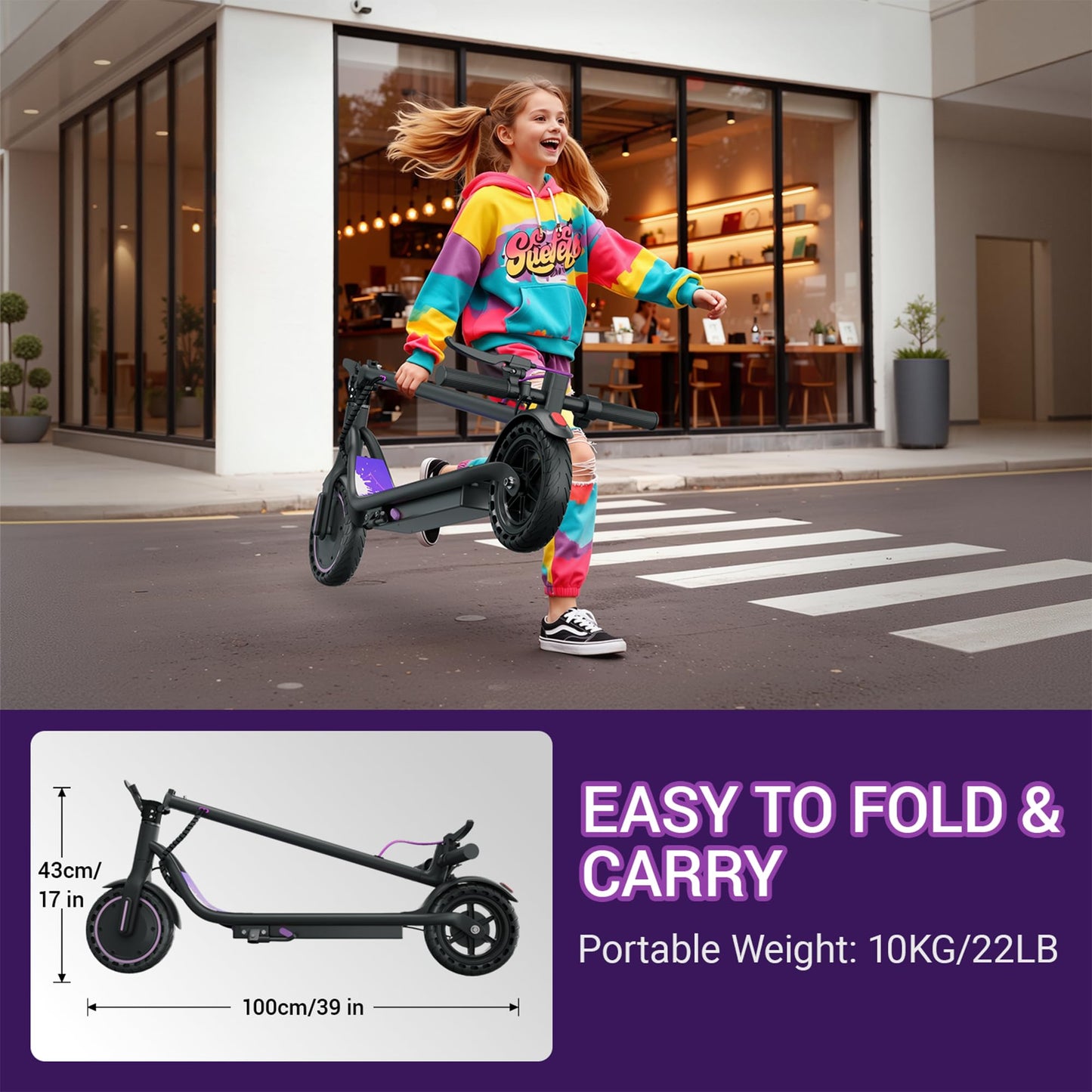 Aovowheel Electric Scooter for Adults, Folding E Scooter with 350W/500W Motor 19 Mph Top Speed, Max 19-23 Miles Long Range, 8.5''Tires Commuting Scooters with Dual Brakes System, APP