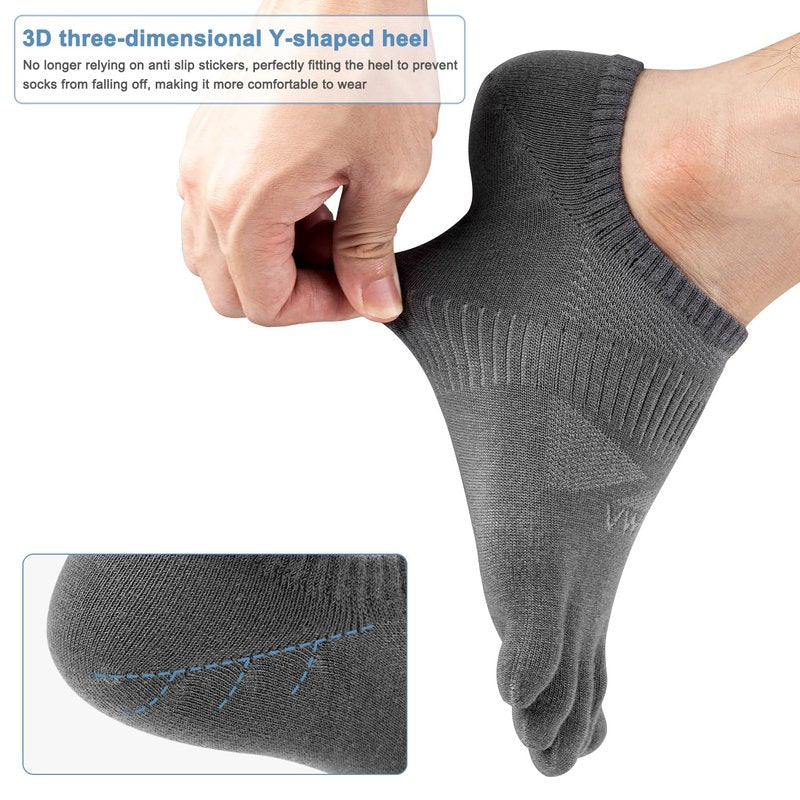 VWELL No Show Toe Socks for Men Women COOLMAX Five Finger Socks Athletic Running Ankle Low Cut 5 Toe Socks (3Pairs)