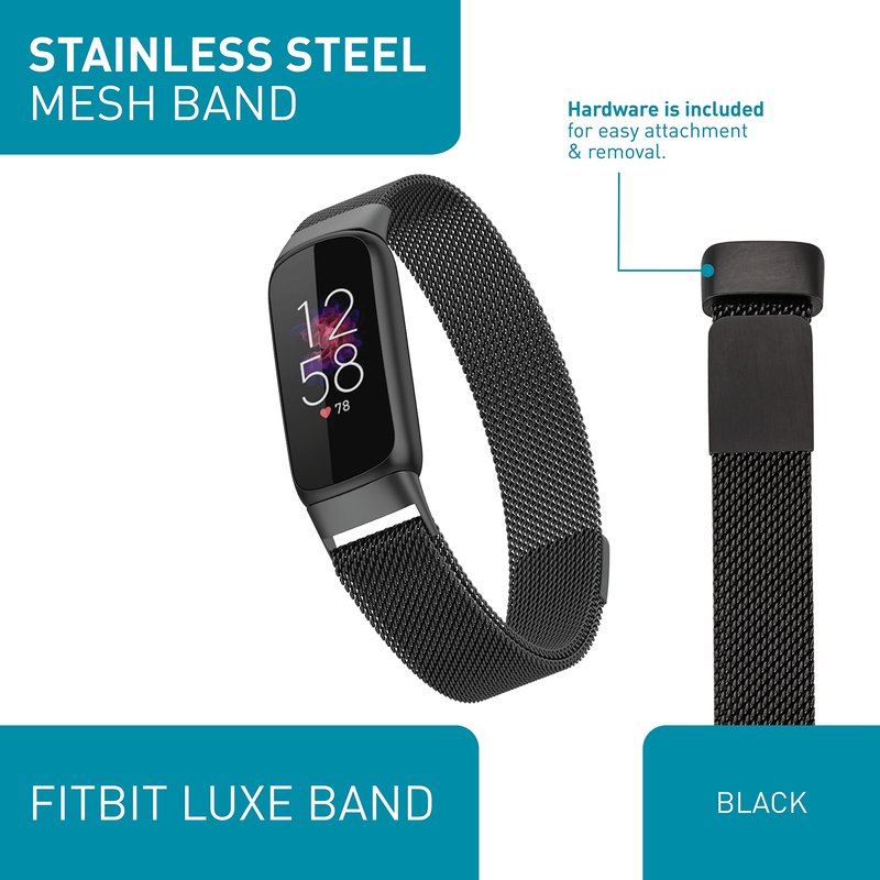 WITHit Designer Band Compatible with Fitbit Luxe (Link, Gold Stainless Steel)