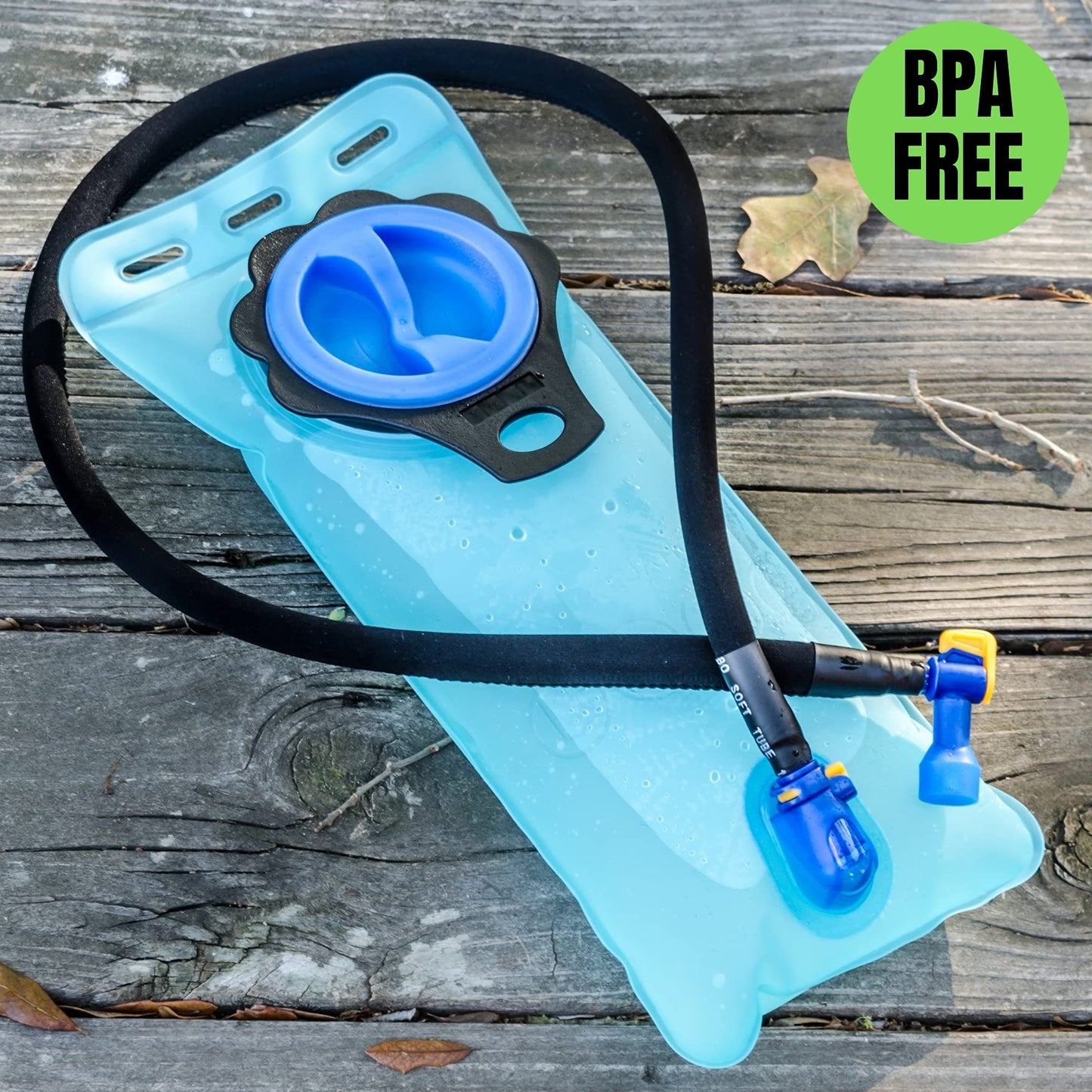 Aquatic Way Hydration Bladder Water Reservoir for Bicycling Hiking Camping Backpack. BPA Free. Easy Clean Large Opening, Quick Release Insulated Tube with Shutoff Valve (Blue-A 2L 70oz)