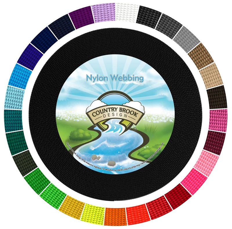 Country Brook Design - 3/8 Inch Heavy Duty 100% Real Nylon Webbing - 25+ Vibrant Colors (Black, 10 Yards)