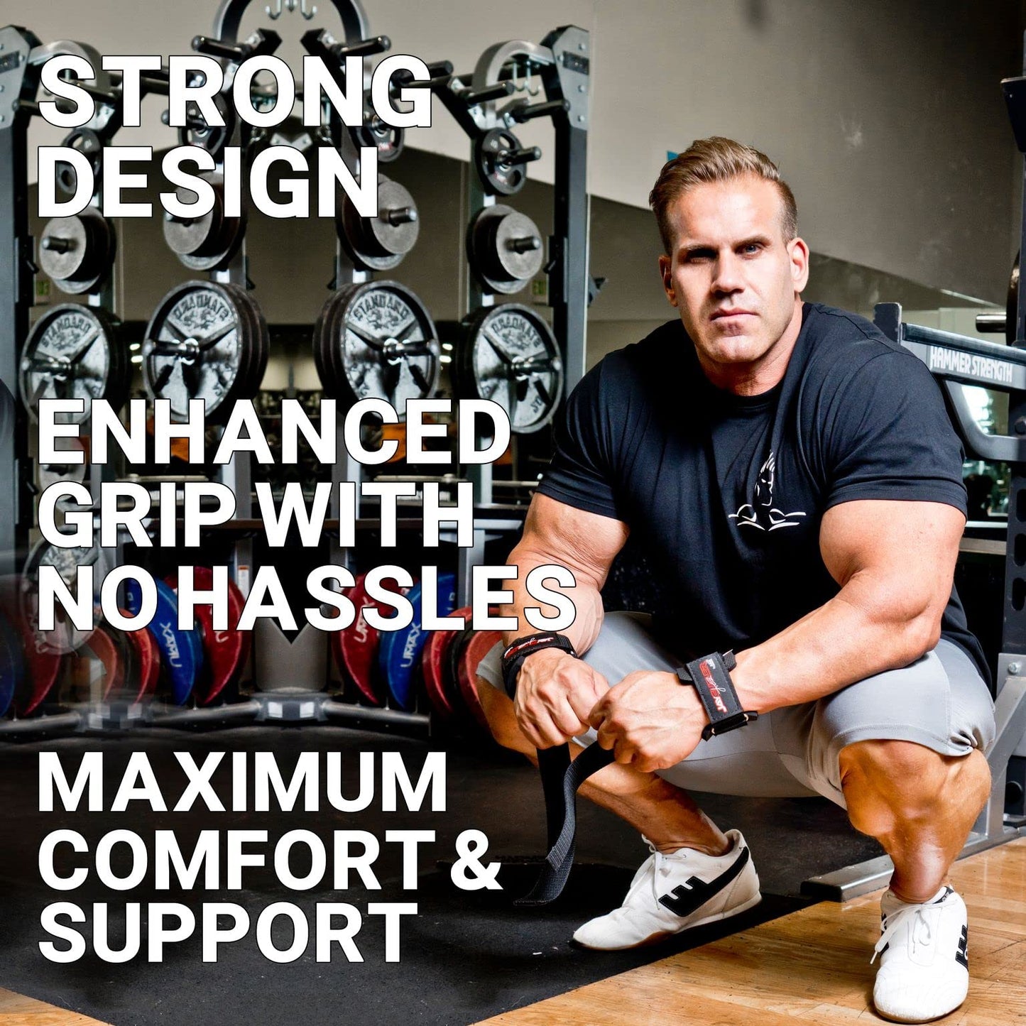 Schiek Sports Model J1000PLS Jay Cutler Signature Power Lifting Straps - Black