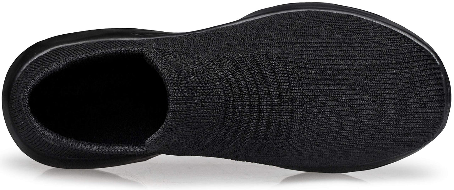 DOUSSPRT Womens Walking Sneakers Slip on Sock Shoes Mesh Air Cushion Platform Workout Tennis Loafers Fashion Casual 002 allblack US Size 8