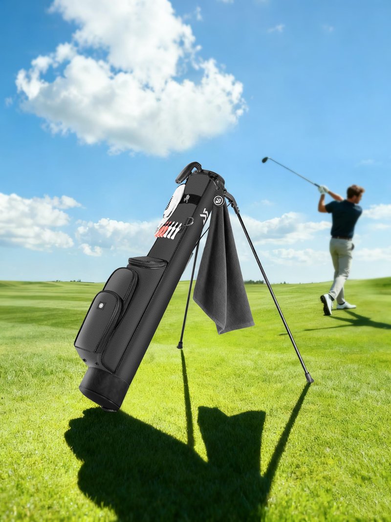 Lightweight Golf Stand Bag with Cooler Pocket, Small Sunday Golf Carry Bag for 6–8 Clubs, Compact and Portable for Men & Women, (Black)