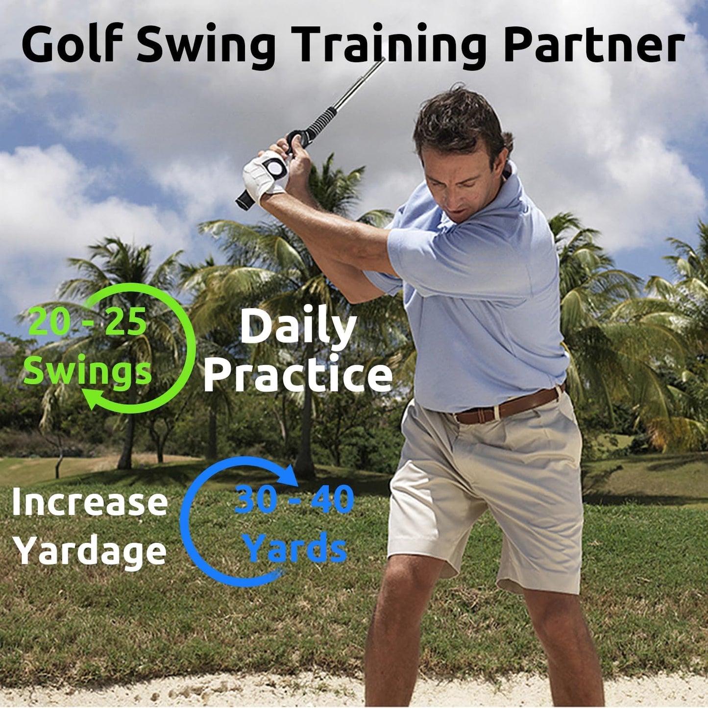 JwKenta Retractable Golf Swing Trainer, Golf Grip Trainer for Warm-ups, Indoor Practice, Right-Handed Golf Clubs, Golf Accessories - Strength and Tempo Training for The chip Shot
