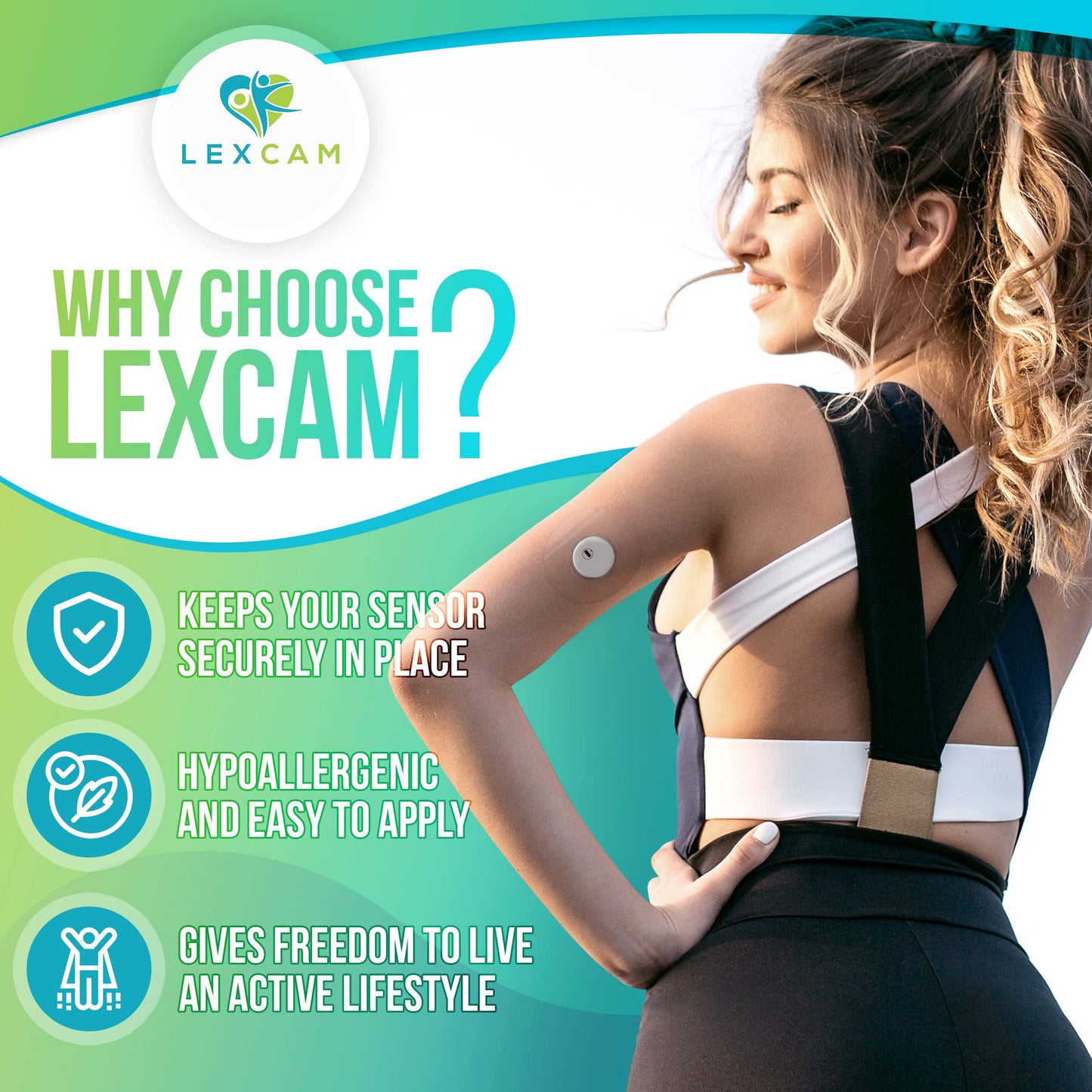 Lexcam Adhesive Patches Compatible with Freestyle Libre 3 – Pack of 20 – Waterproof, Clear Overpatches for Continuous Glucose Monitoring, Stays Secure for 14+ Days, Sensor is NOT Included