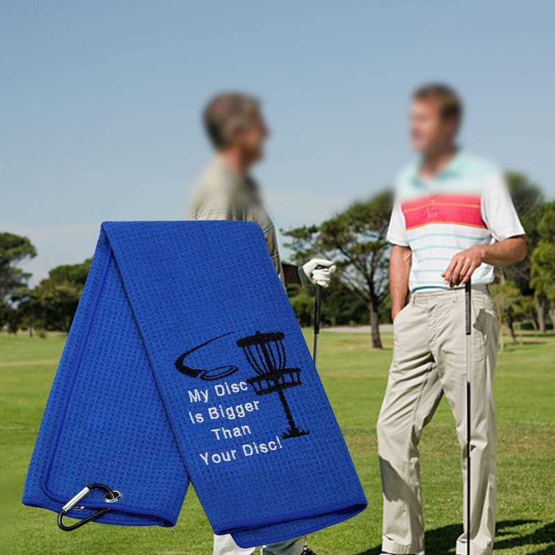 Funny Disc Golf Towel Golf Towel Embroidered Golf Towel Gift My Disc is Bigger Than Your Disc Golf Towel with Clip (Bigger Than Your Disc)