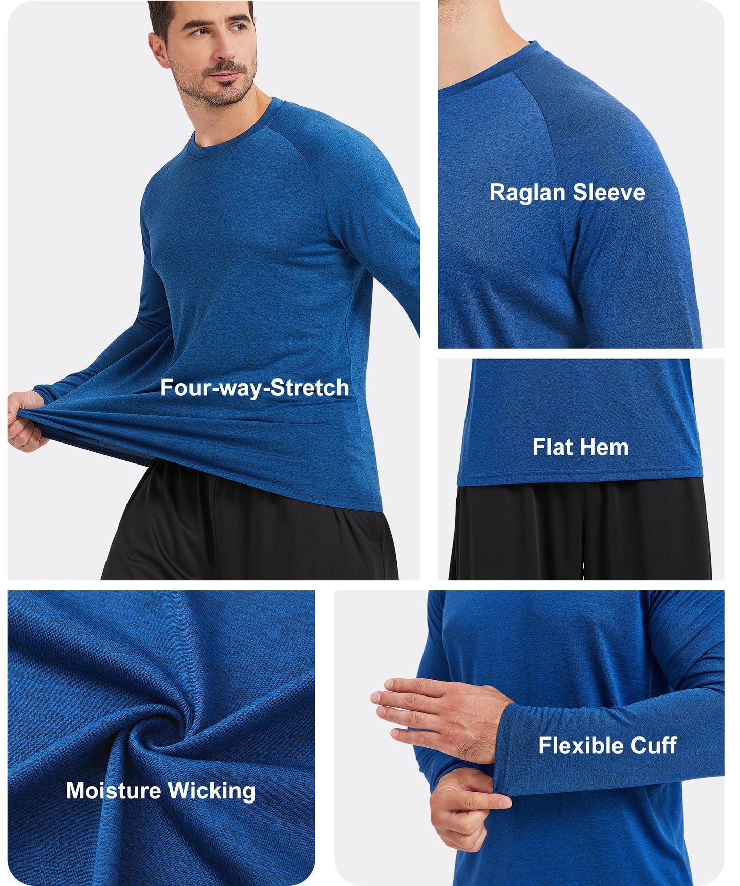 MLYENX 4 Pack Long Sleeve Shirts for Men UPF 50+ UV Sun Protection Quick Dry Moisture Wicking Workout Tee Shirts 2XL