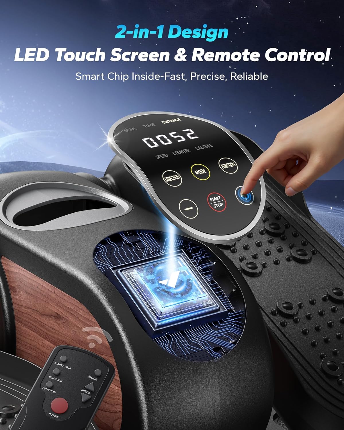 Under Desk Elliptical Machine - 12-Speed Quiet Portable Leg Exerciser for Seniors | Remote Control Home Office Fitness