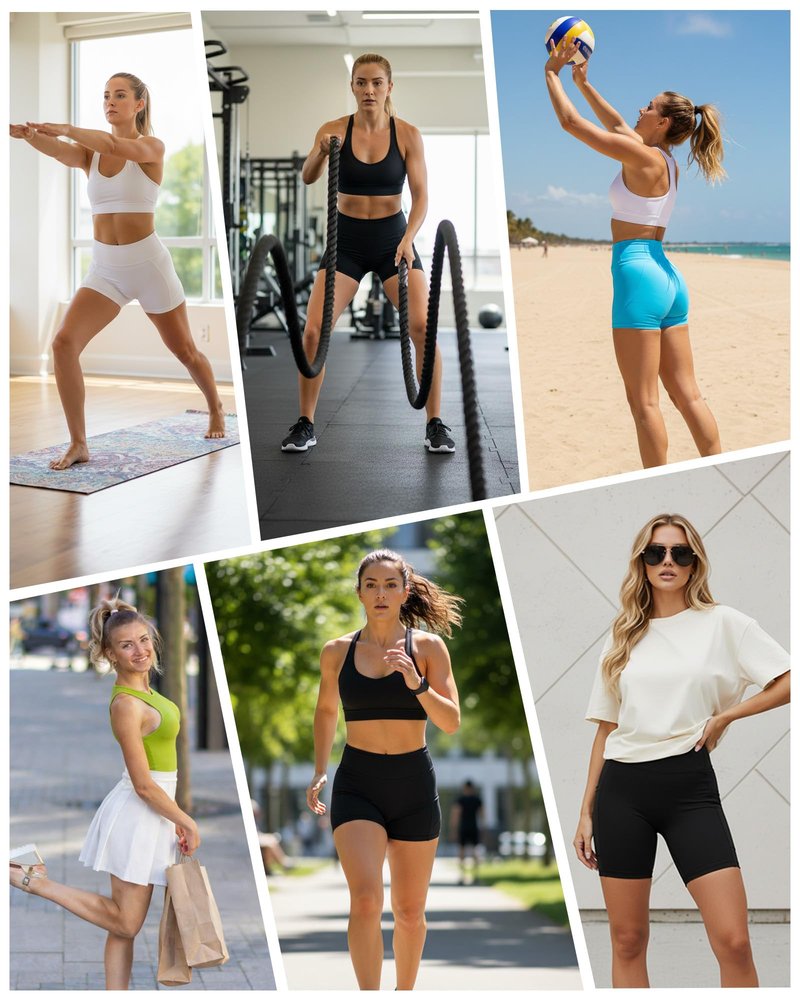 Moozava Womens 5" Athletic Biker Shorts with PocketHigh Waisted Tummy Control Non See Through Spandex Booty Shorts for Workout Yoga Gym Running Black M