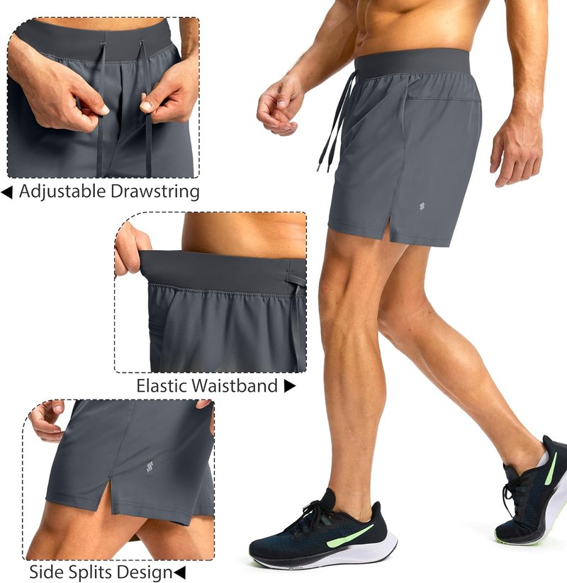 Men's Running Shorts - Quick Dry Athletic Shorts with Zipper Pockets | 9"/7"/5" Sizes for Basketball & Gym Workouts