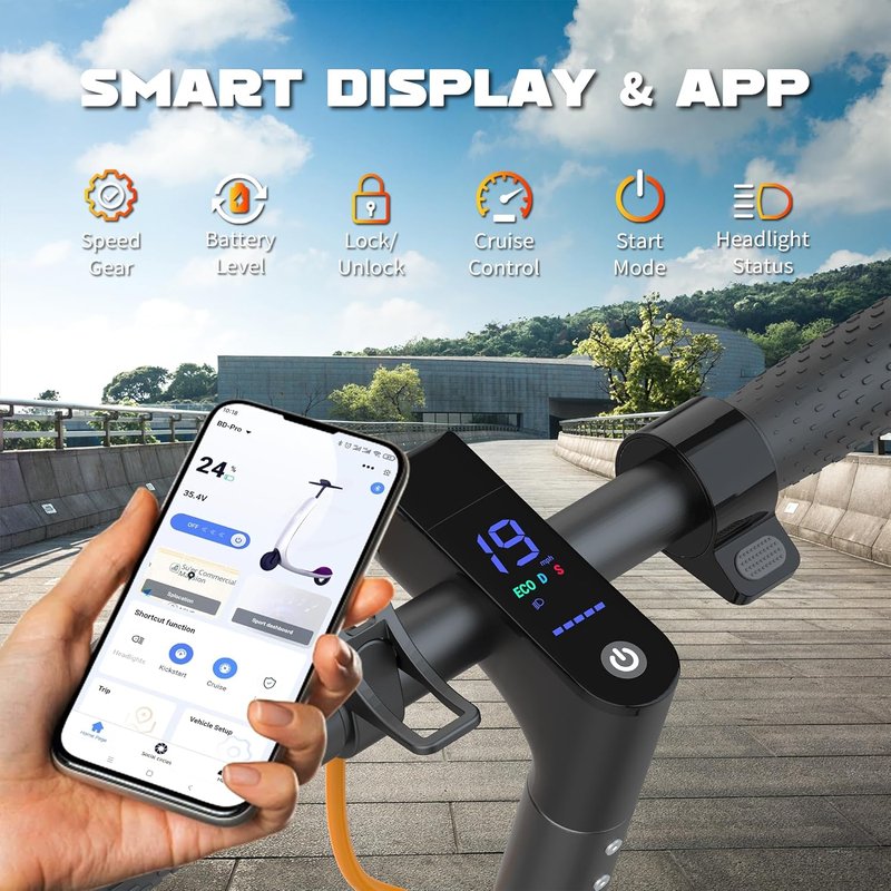 Electric Scooter for Adults - 350/500W Motor, 15/22 Mile Range, Dual Braking System | 19/21 MPH Speed, Foldable Design
