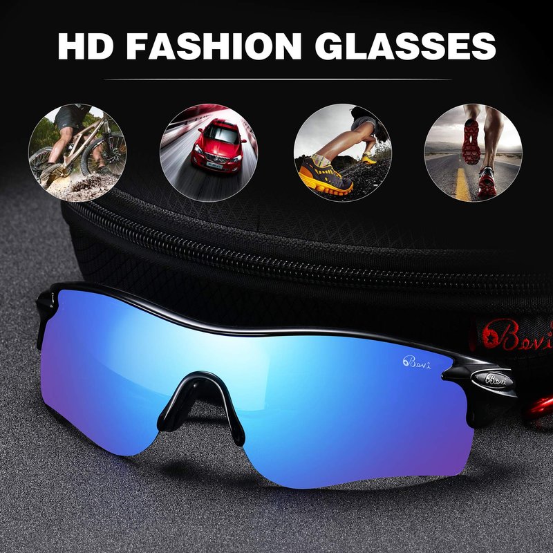Bevi Polarized Sports Sunglasses for Men Women Baseball Running Cycling Golf Tr90 Durable and Ultralight Frame 2735C7