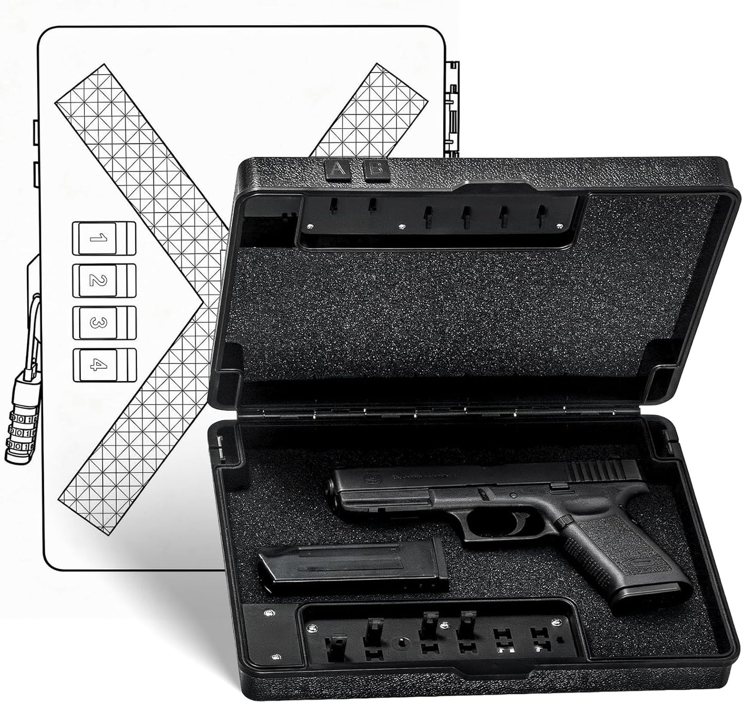 Handgun Safe - Quick Access Mechanical Lock Pistol Safe | Portable Compact Lock Box for Travel, Office, Bedroom
