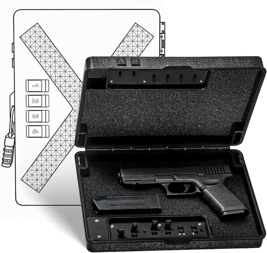Handgun Safe - Quick Access Mechanical Lock Pistol Safe | Portable Compact Lock Box for Travel, Office, Bedroom