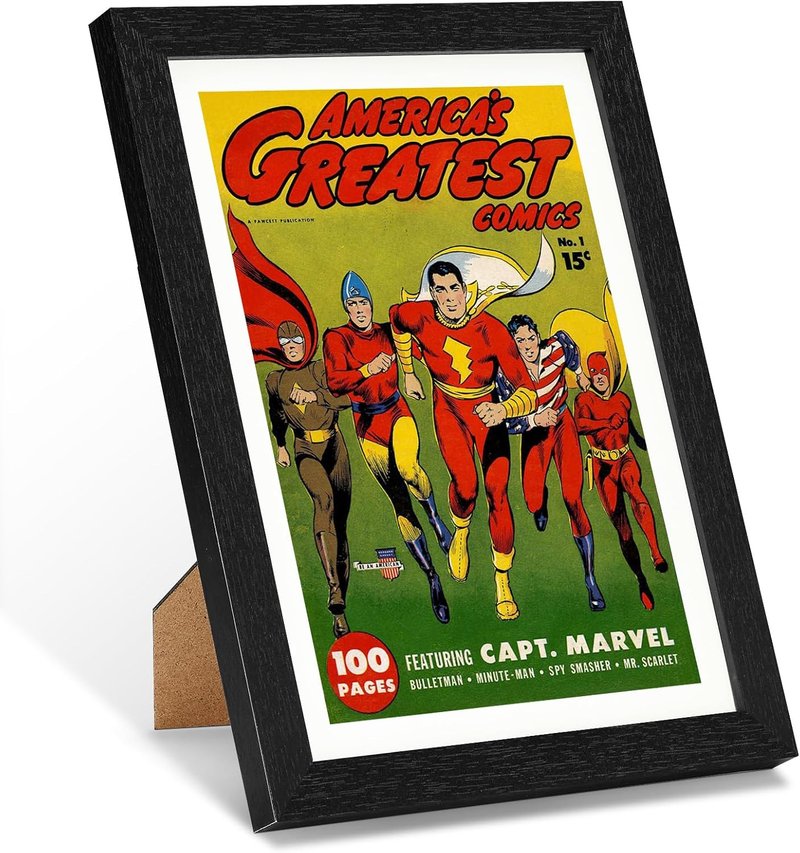 Comic Book Frame - Premium Wood Display Case for 6.7" x 10.2" Comics | Wall Mount or Tabletop Stand, White