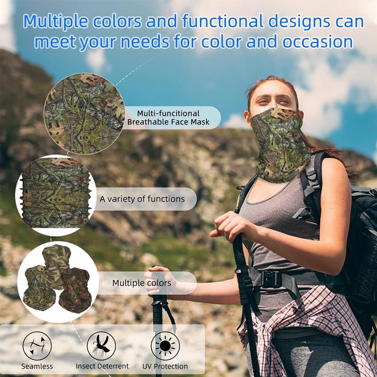 Valvphora 2 Pack Forest Camo Neck Gaiter Face Mask, Deer Duck Hunting Accessories Gifts for Men,Gator Neck is Used for Hunting