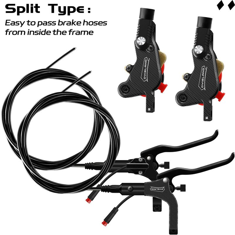 DYISLAND LD-210S Electric Scooter Hydraulic Disc Brakes Set, 2-PIN/Power-Off Hydraulic Brake kit for E-Scooter(R-R Brakes(Black))